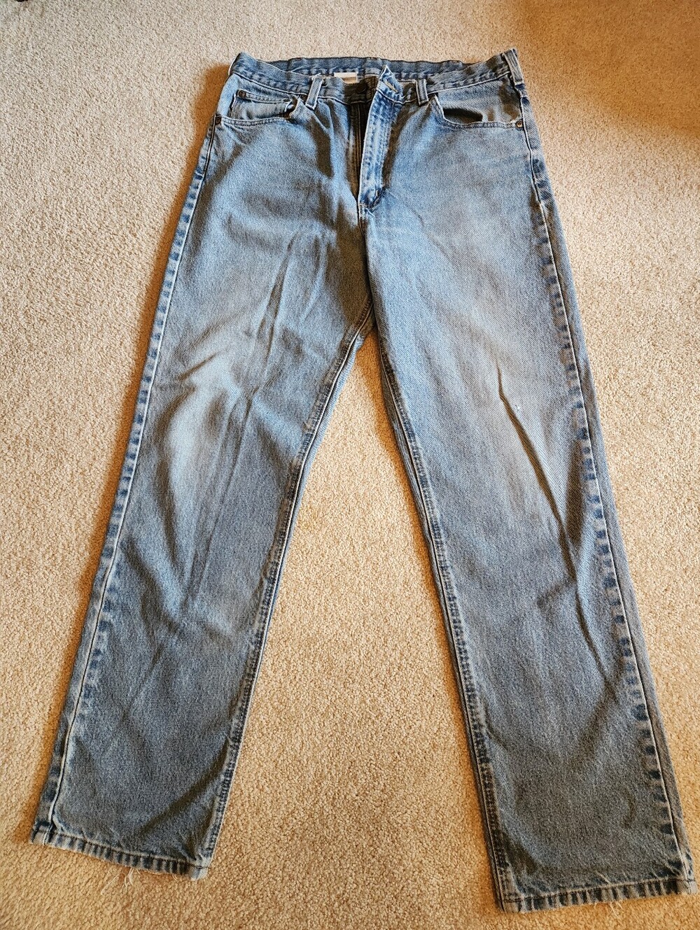 Vintage Y2K Carhartt Men's Light Blue Dustressed Relaxed Fit Jeans - 36x34